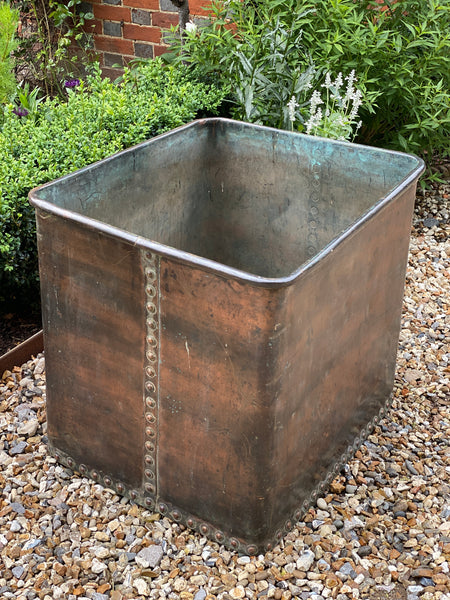 Large  Solid Copper Planter with rivets