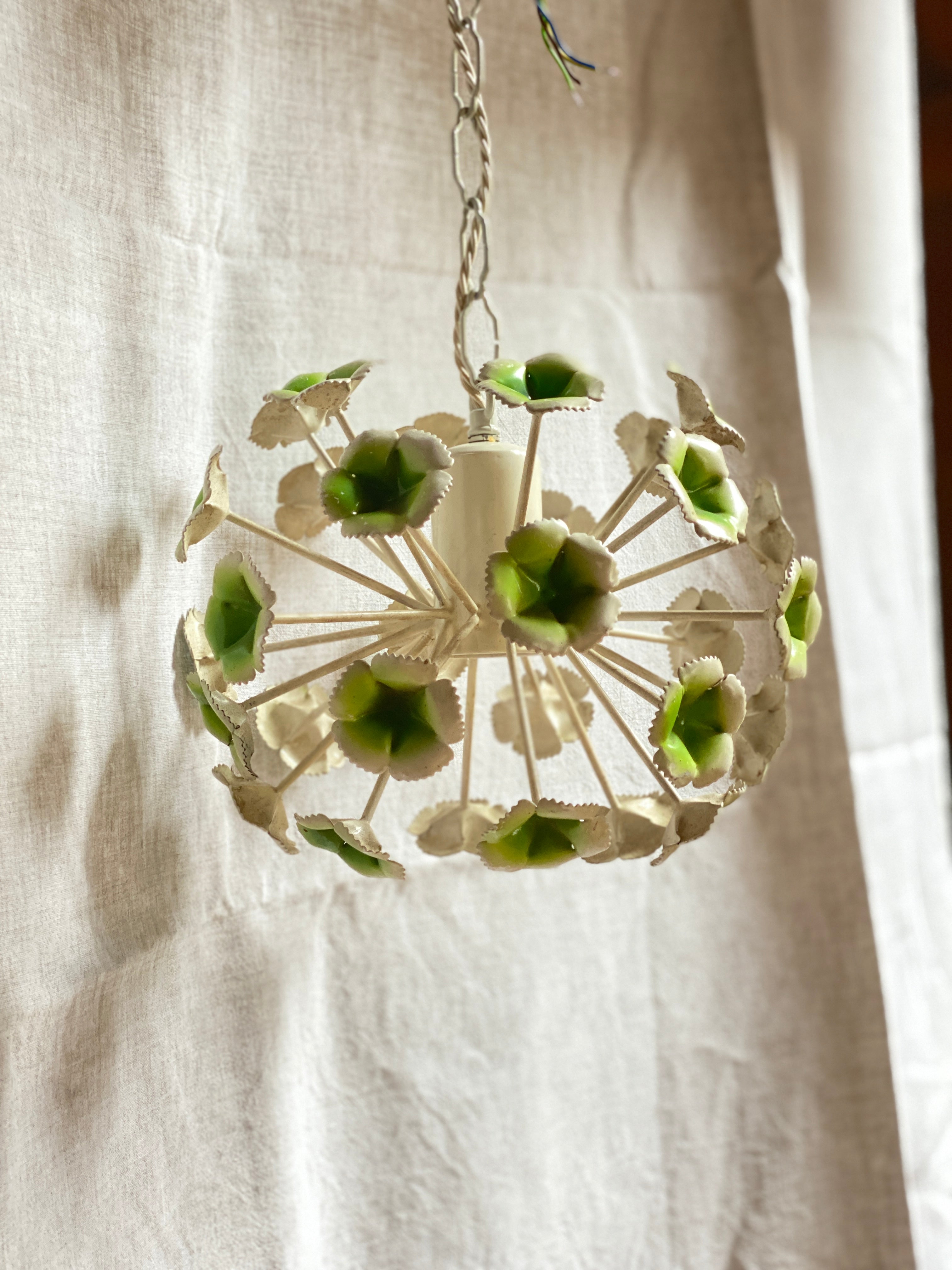 Small Continental Toleware floral hanging pendant