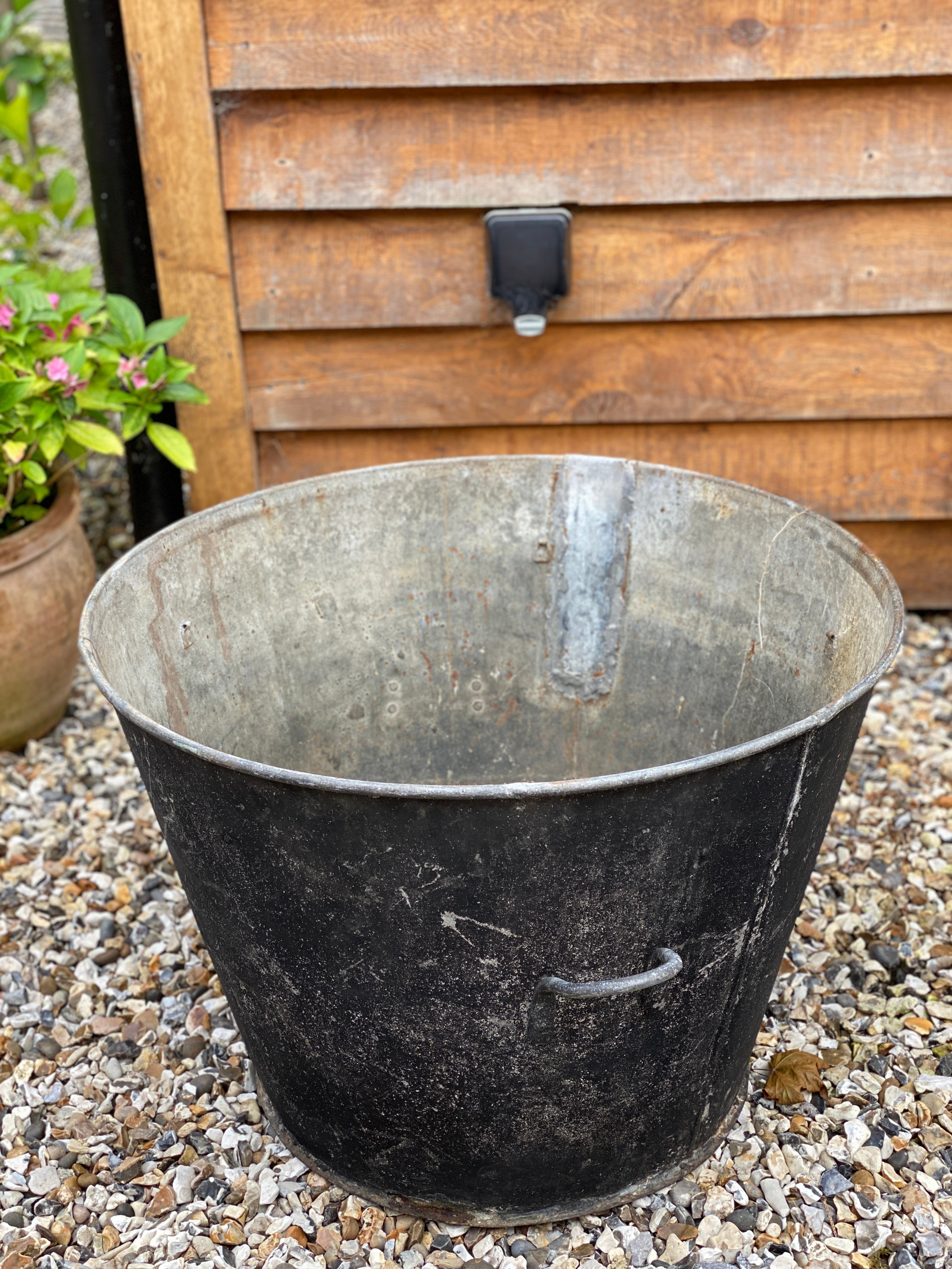 A Large Galvanised steel garden planter