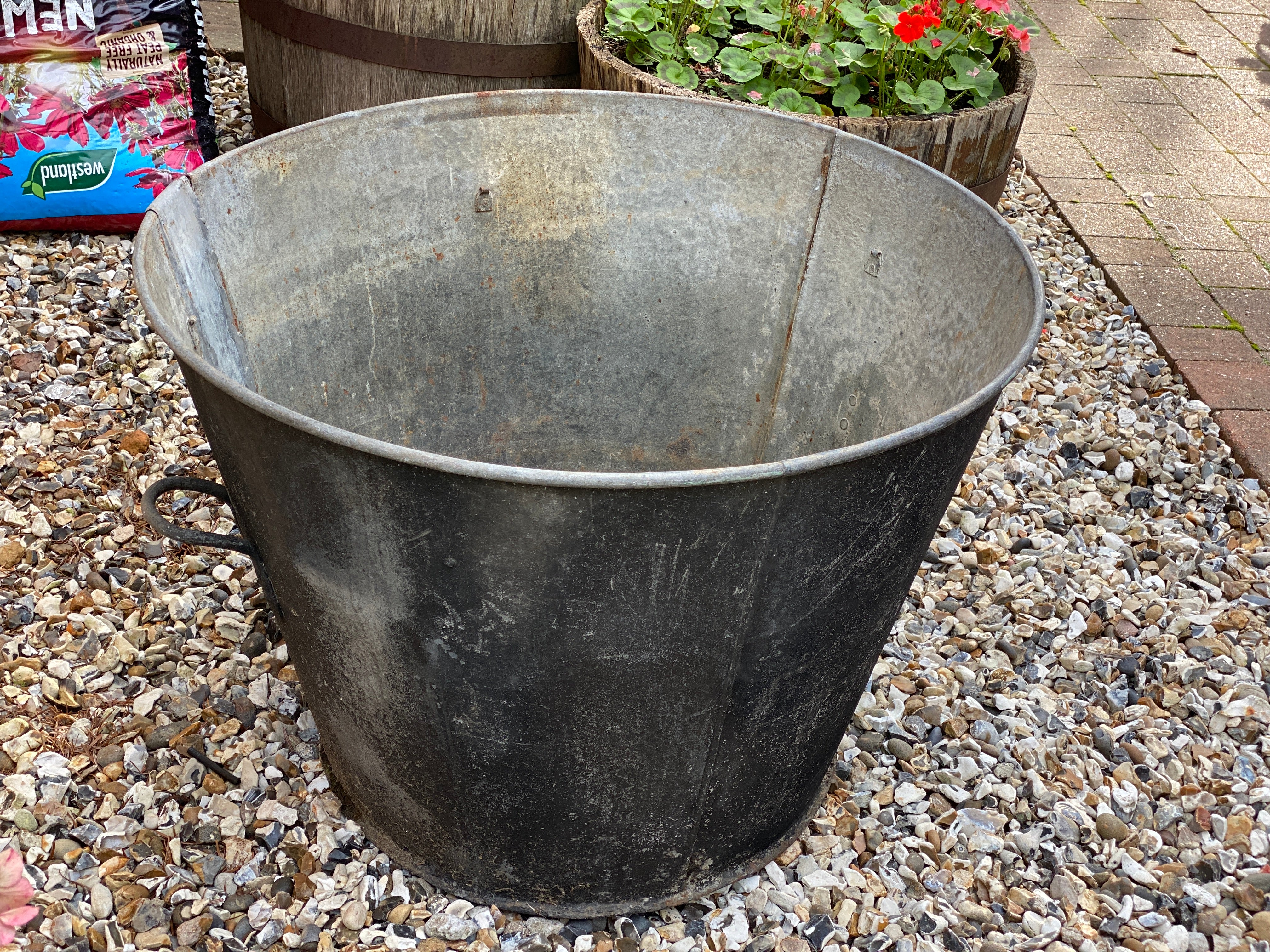 A Large Galvanised steel garden planter