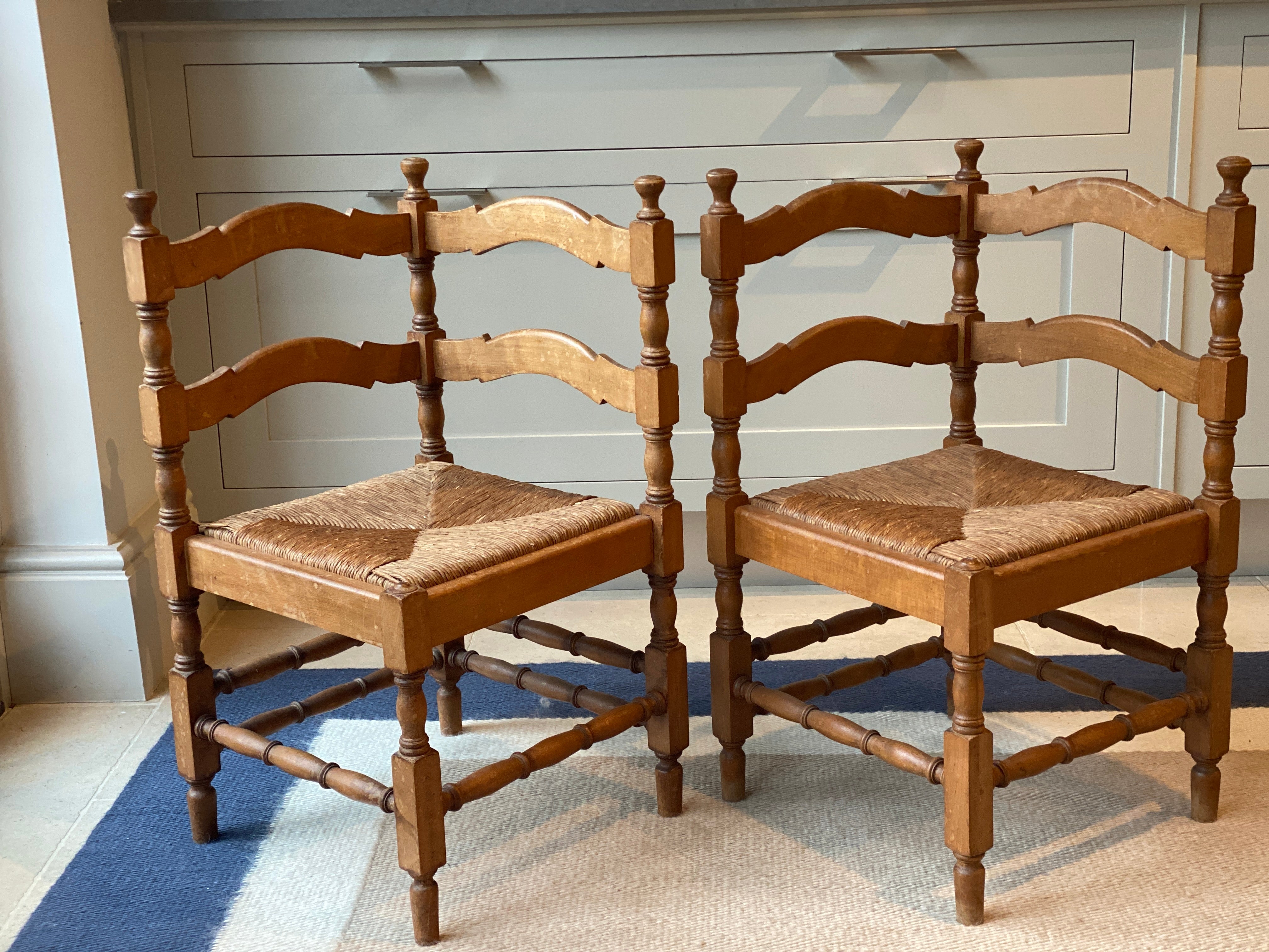 Pair of Honeyed Oak Corner Chairs