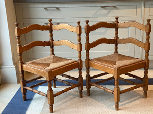 Pair of Honeyed Oak Corner Chairs