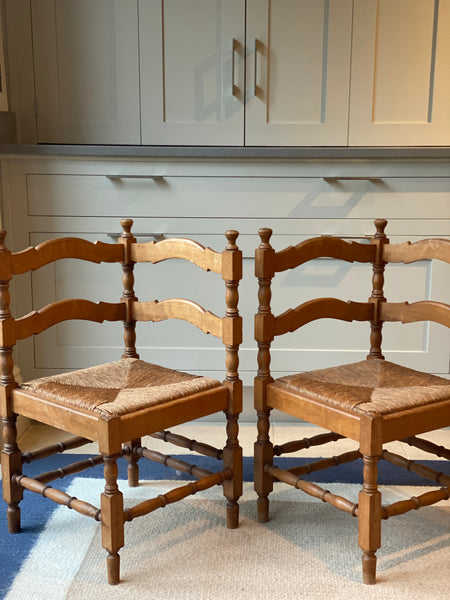 Pair of Honeyed Oak Corner Chairs