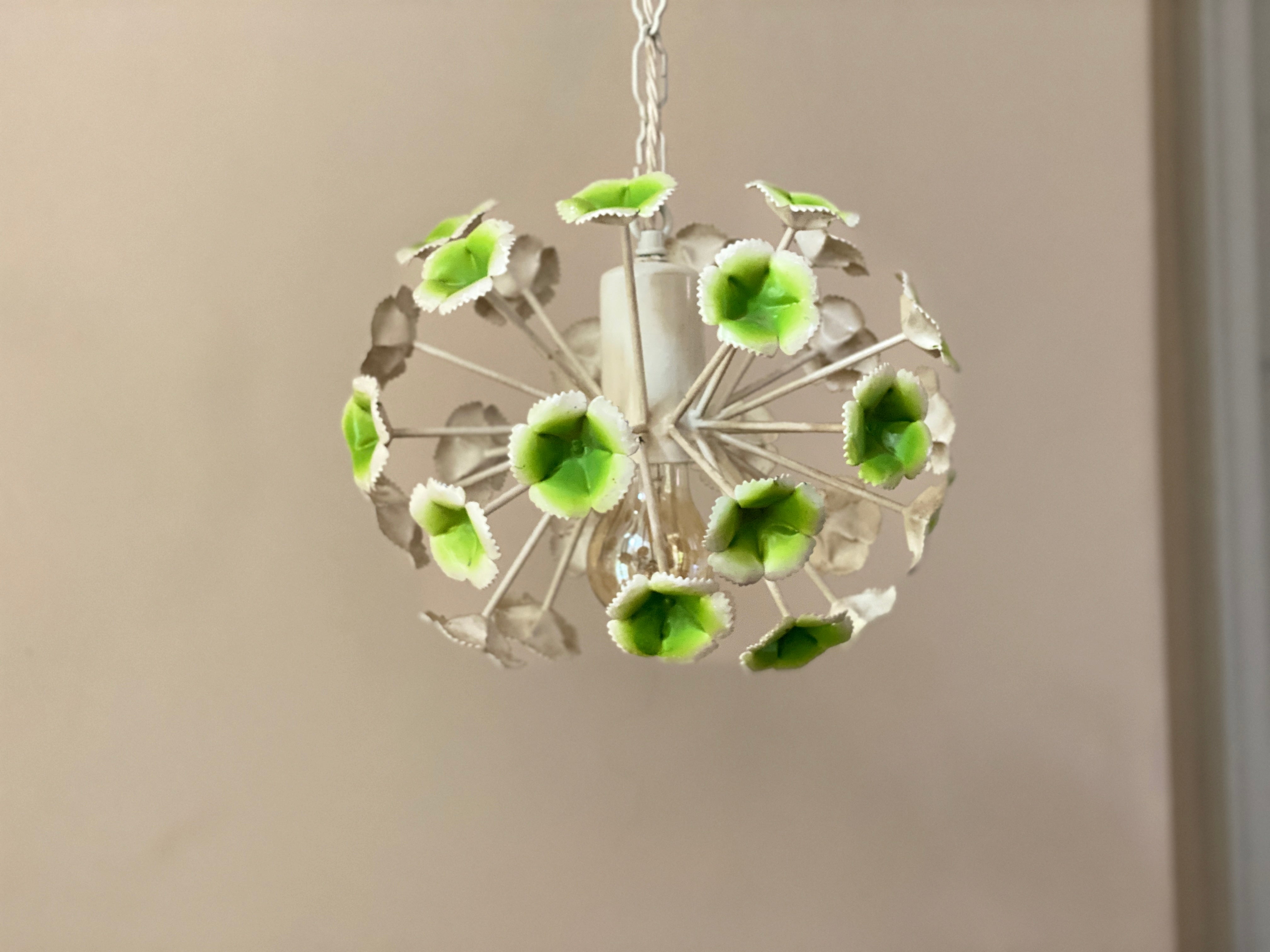 Small Continental Toleware floral hanging pendant