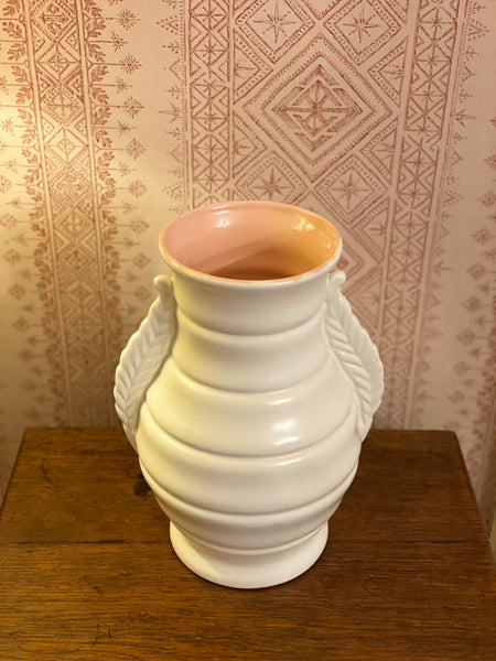 Large Shorter & Son Ivory & Pink vase