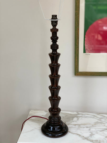 Tall decorative dark wood table lamp