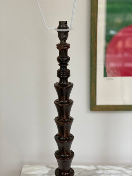 Tall decorative dark wood table lamp