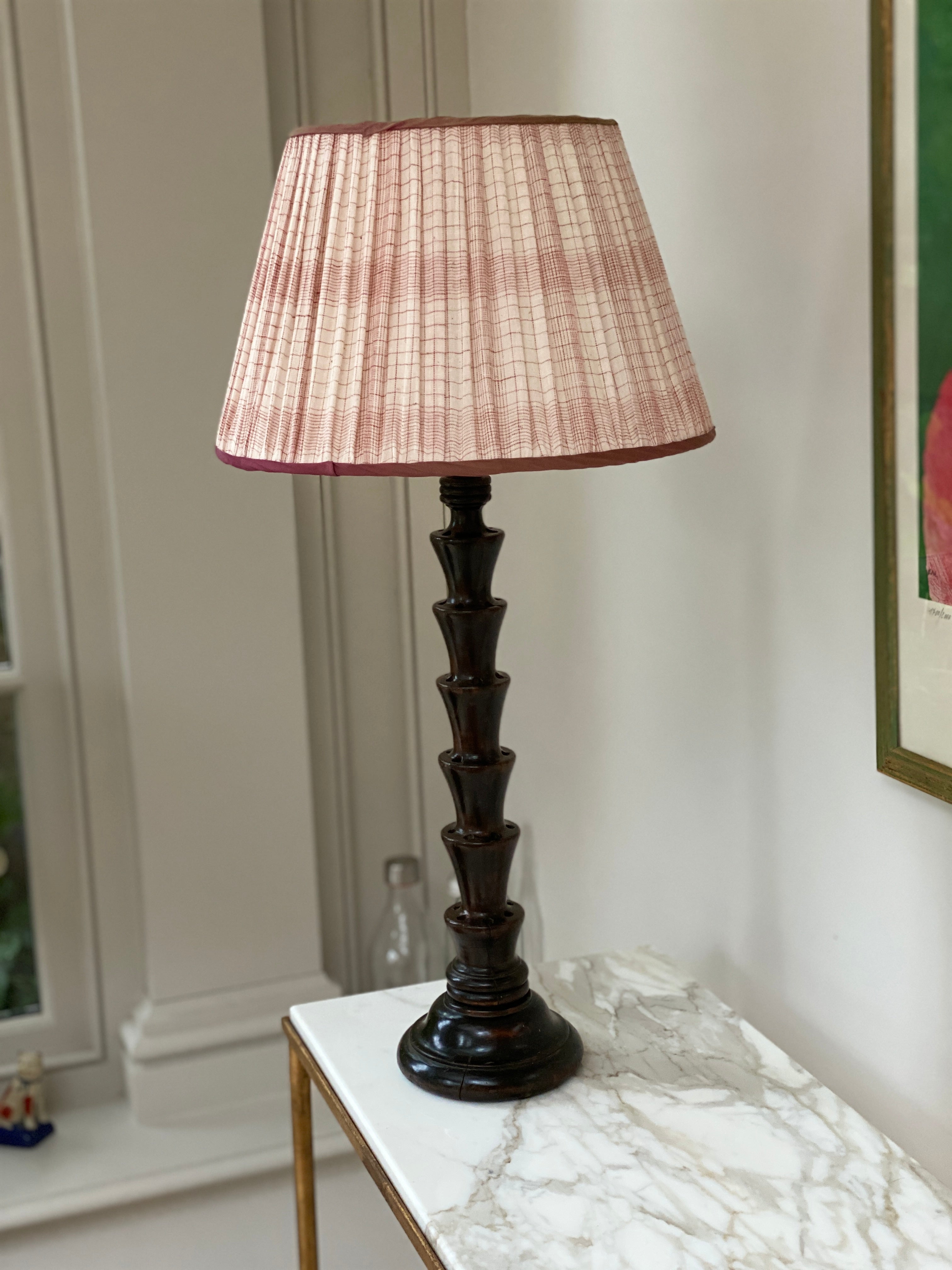 Tall decorative dark wood table lamp