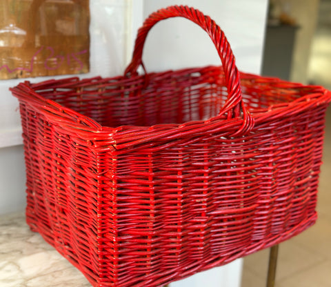 Large Vintage Red Basket with Handles