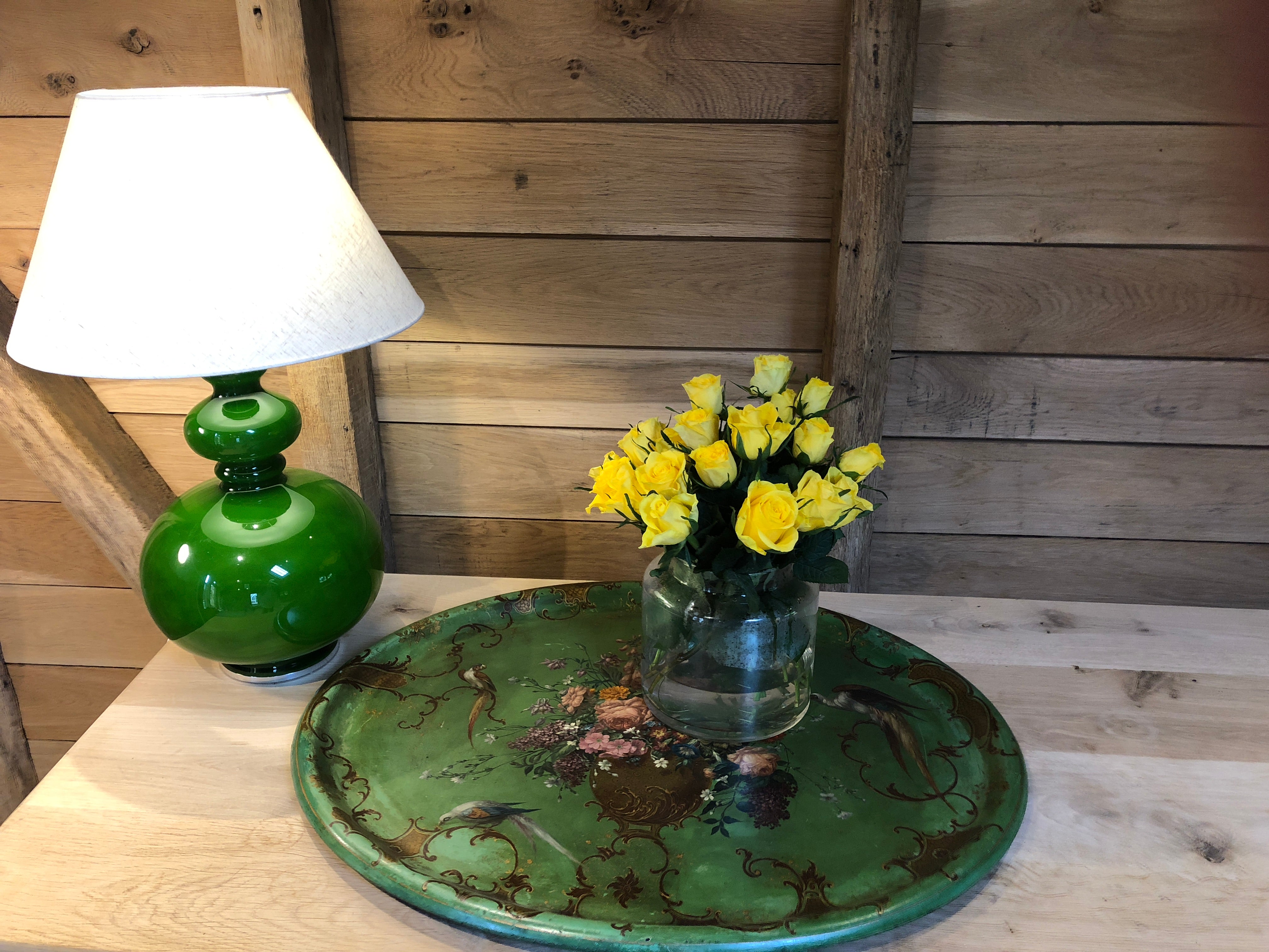 Stunning large Green Papier Mache tray