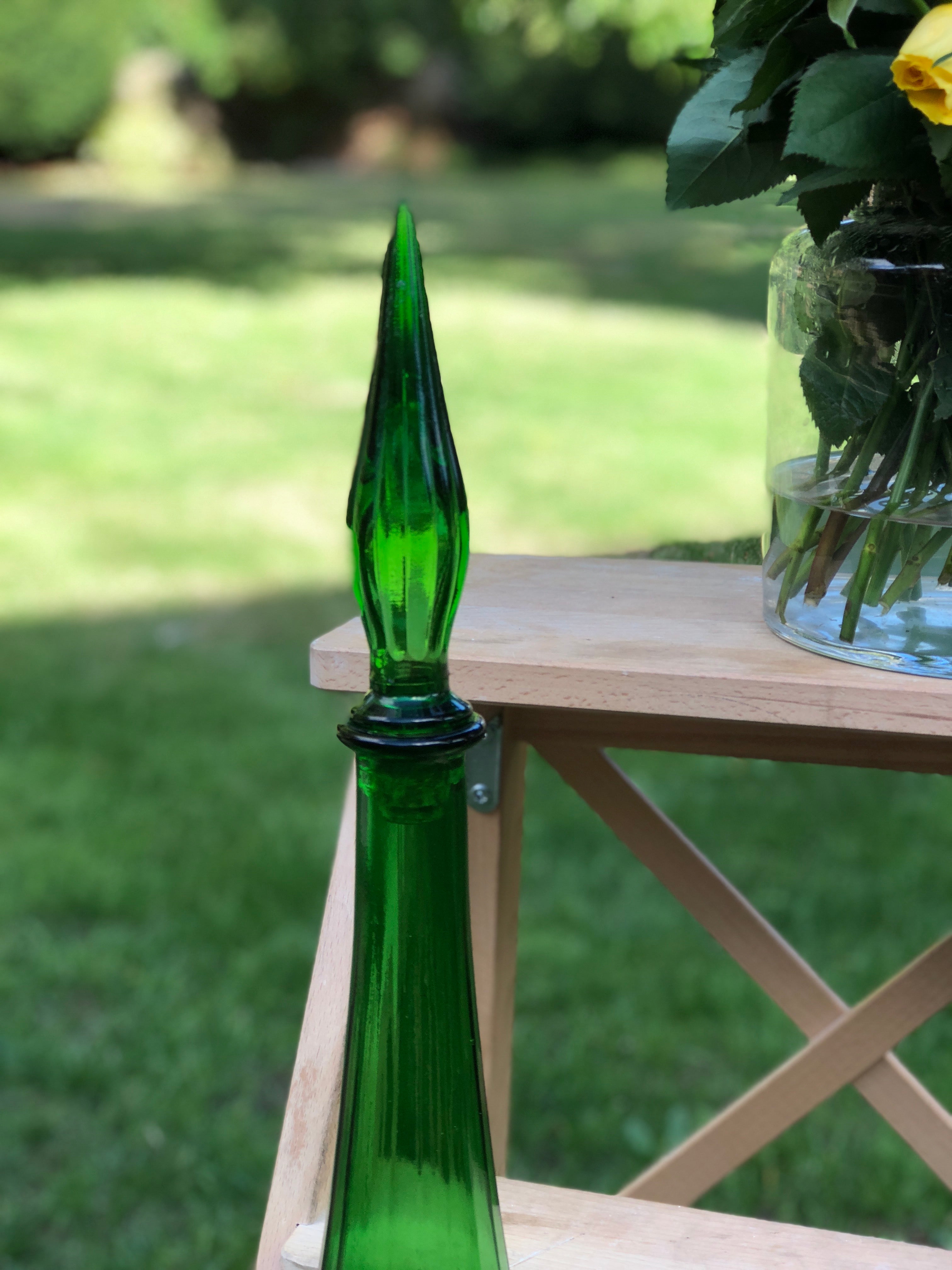 Large Green Genie Bottle Decanter