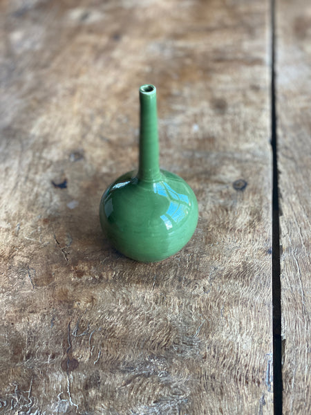 Miniature antique Chinese green bottleneck vase