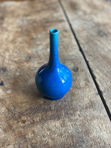 Miniature antique Chinese turquoise bottleneck vase