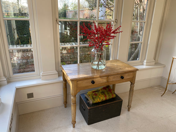 A George IV pine side table with original faux golden oak paint