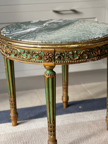 Green and Gilt Side Table with Green Marble top