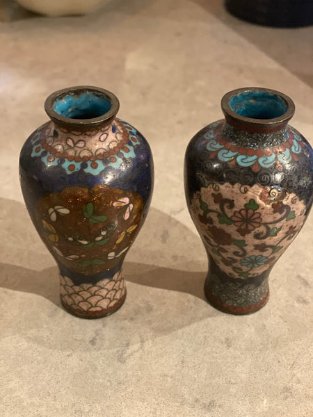 A Pair of Cloisonne Bud Vases