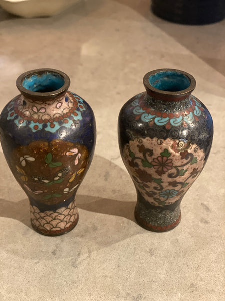 A Pair of Cloisonne Bud Vases