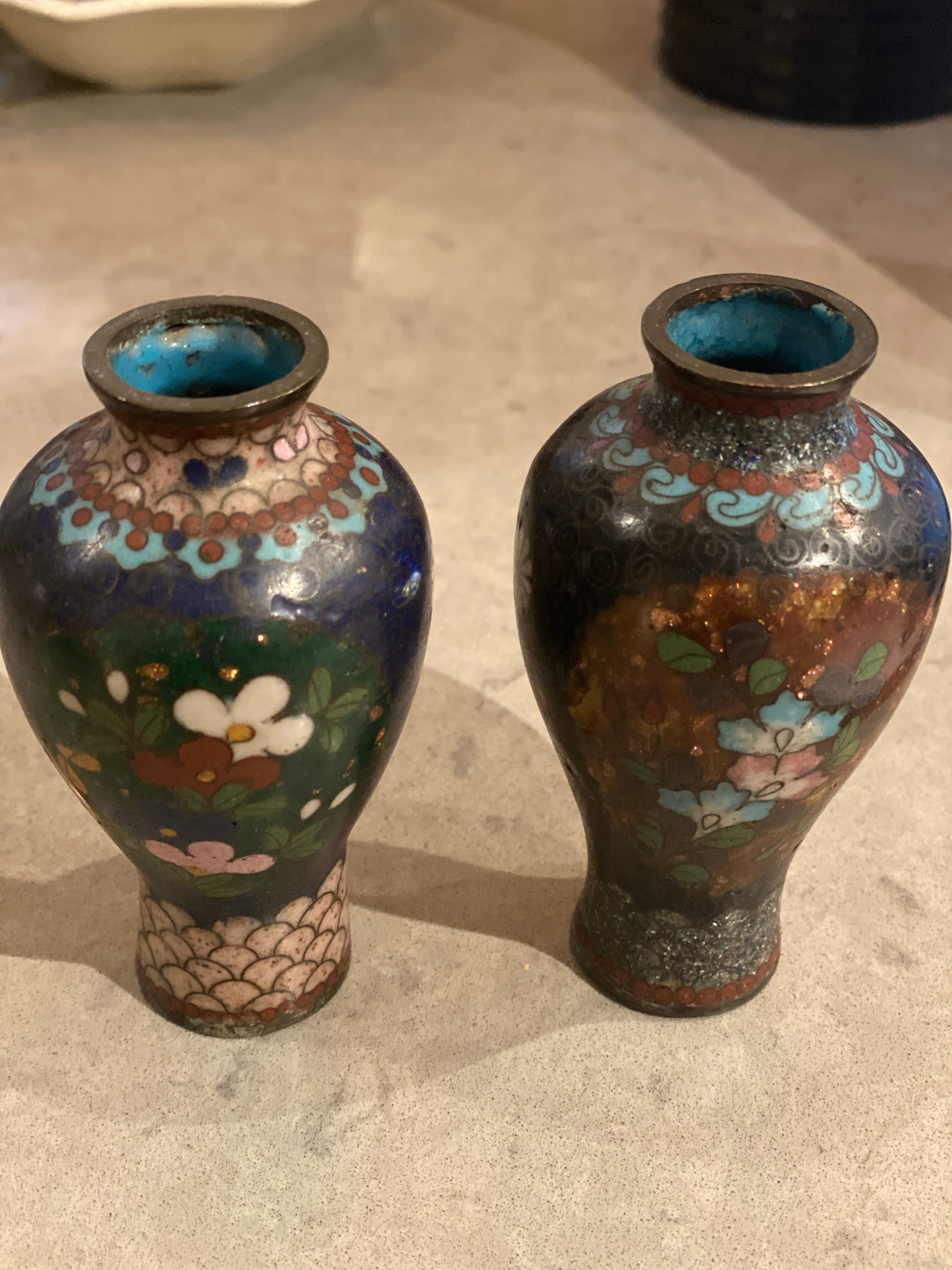 A Pair of Cloisonne Bud Vases