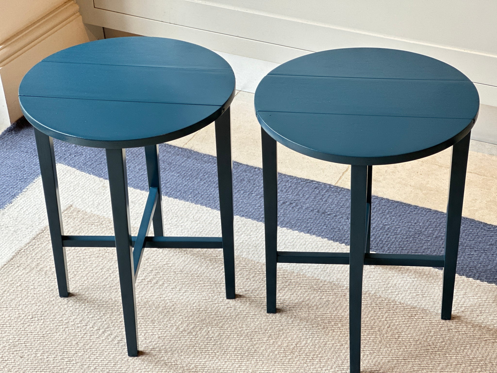 Pair of Vintage Tables in FB Hague Blue