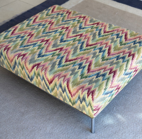 Vintage Low Ottoman in Missoni Flame Stitch (95cm by 75cm)