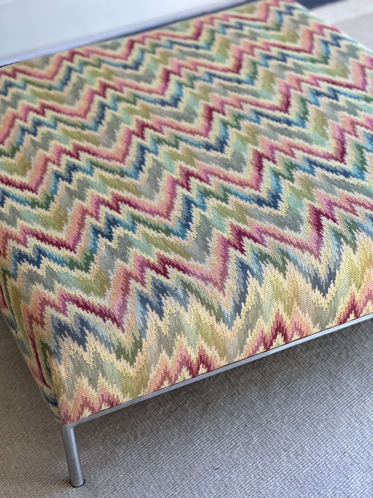 Vintage Low Ottoman in Missoni Flame Stitch (106cm by 95cm)