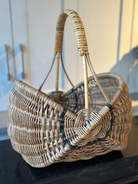 Shaped Wicker Basket with Black Accents