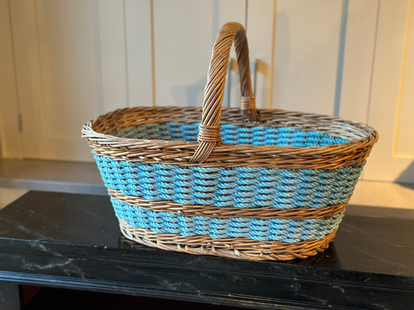 Wicker Shopper with Recycled Blue Rope