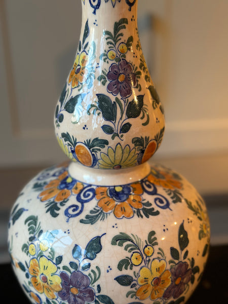 Vintage Dutch Delft Polychrome Double Gourd Vase