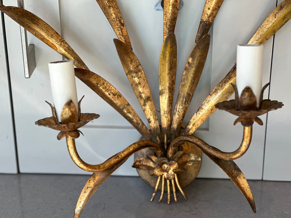 Pair of Spanish Gilt Ironwork Sconces