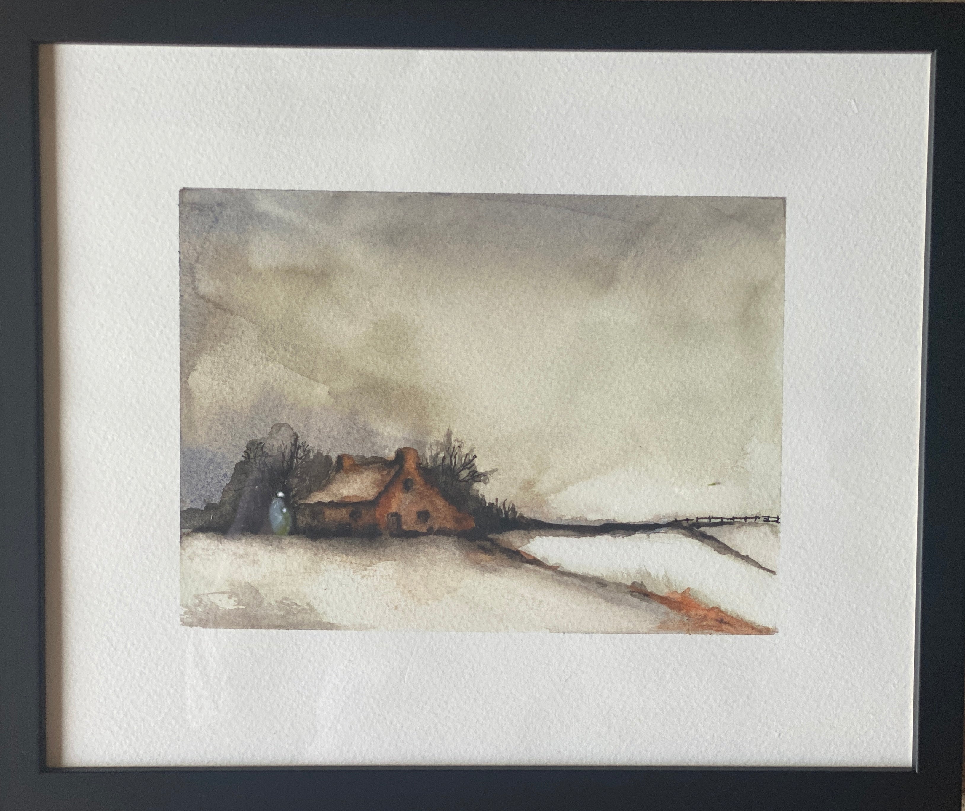 Original Framed Landscape Watercolour - House