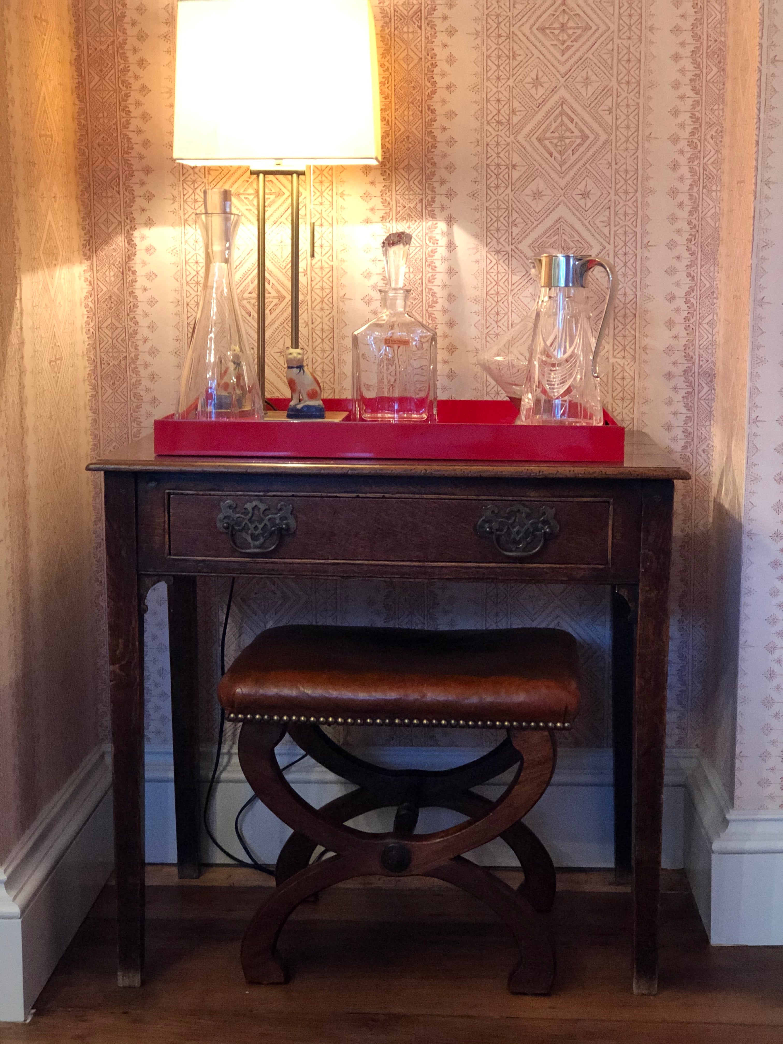 Antique leather X Frame Stool