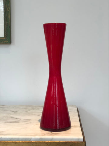 Swedish red glass vase - Lindshammer