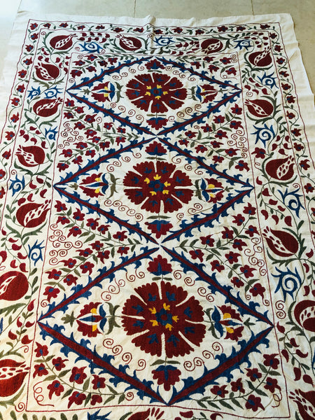 Vintage Cotton & Silk Embroidered Suzani