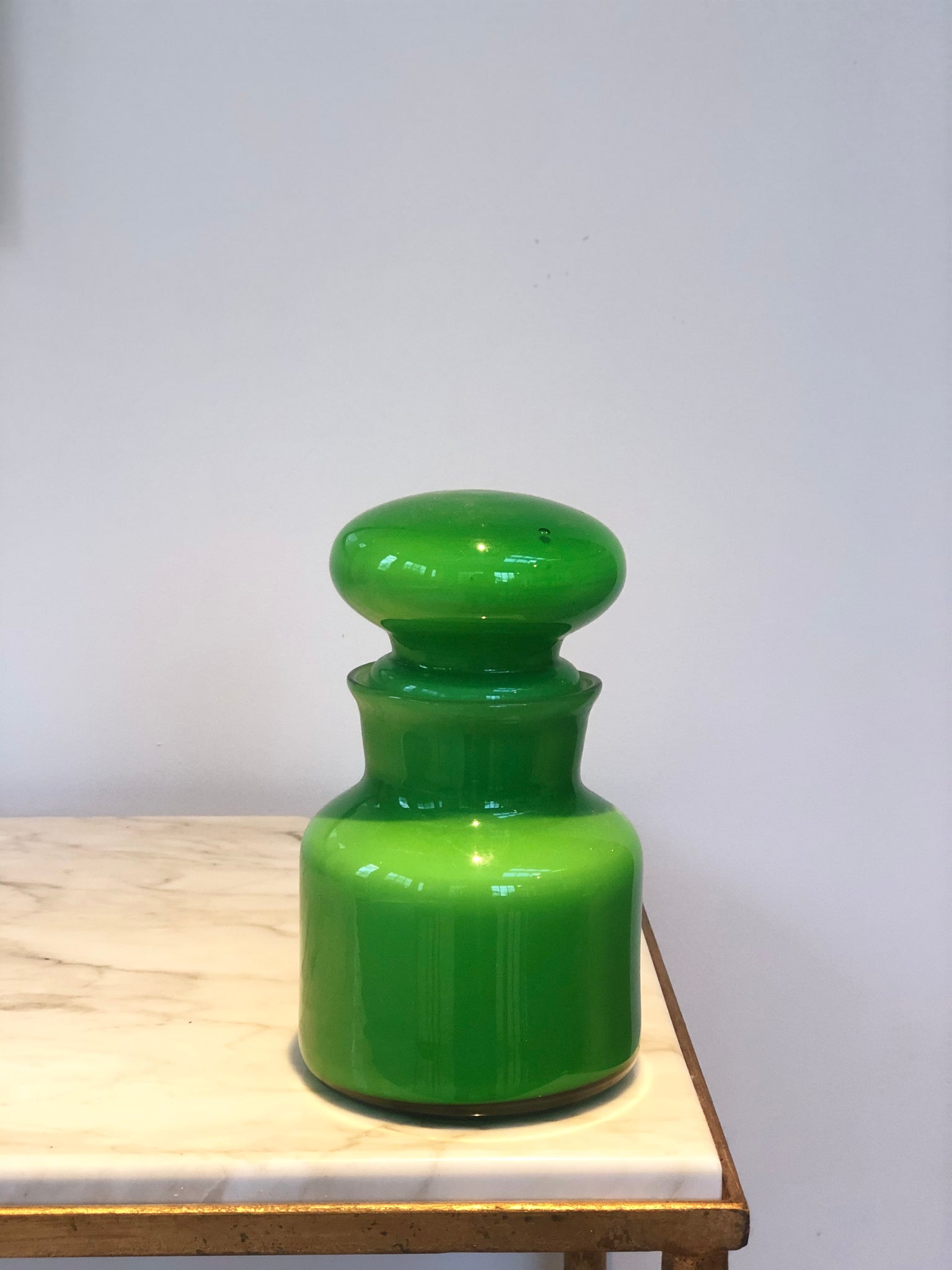 Swedish Green Glass Jar with top