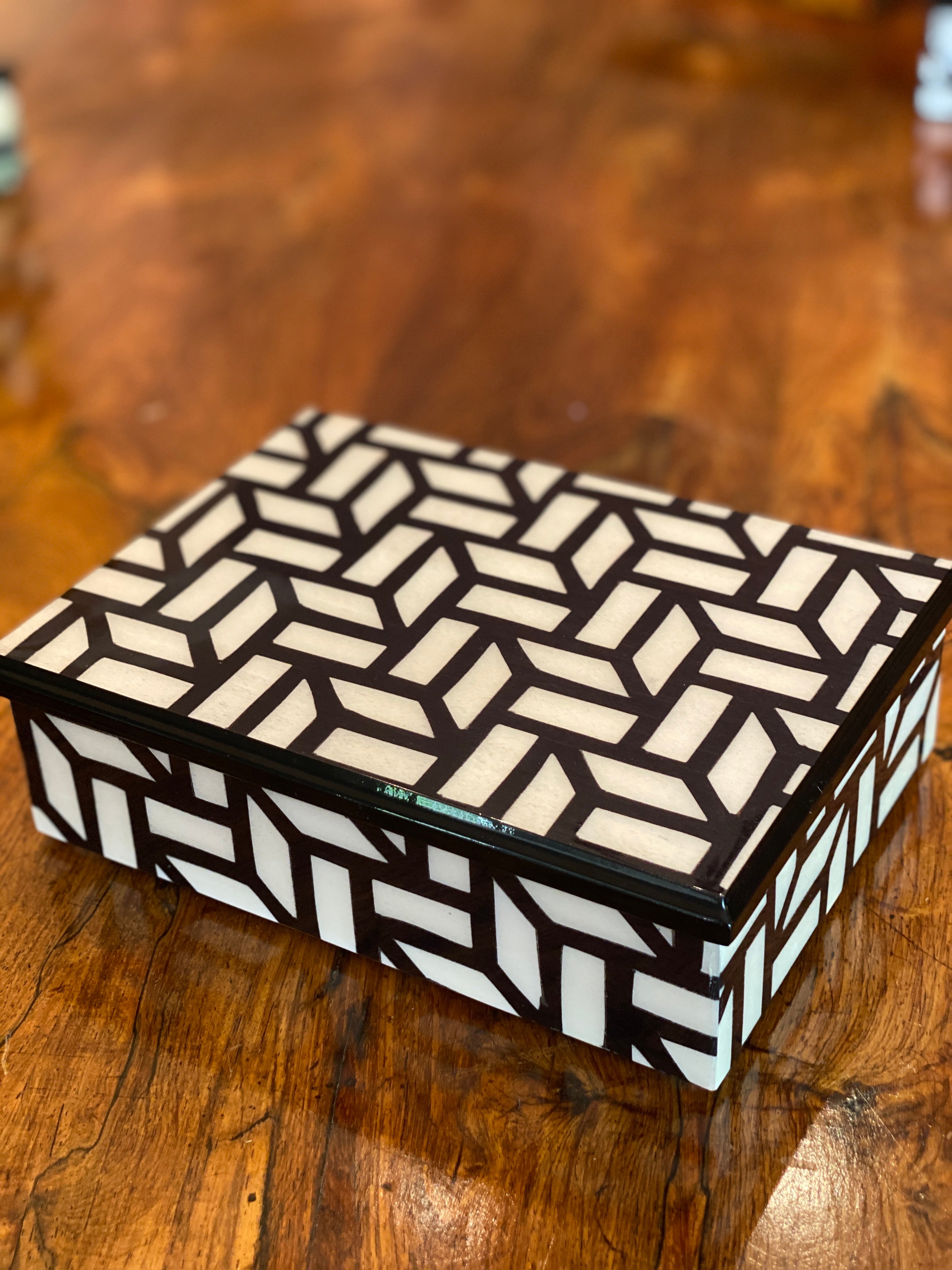 Rectangular Italian Marquetry Boxes with Velvet Interior