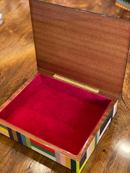 Large Colourful  Italian Handmade Marquetry Box