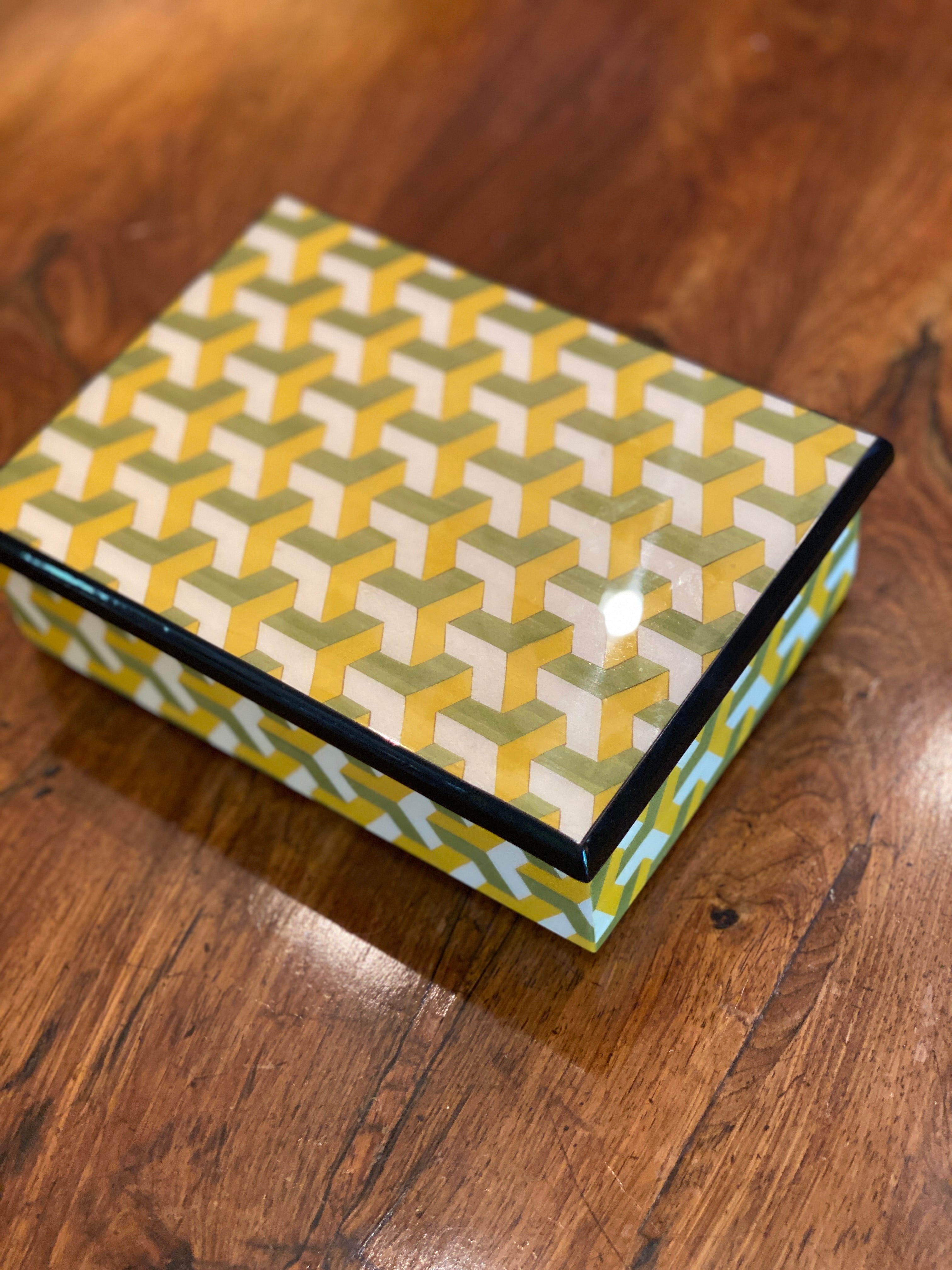 Rectangular Italian Marquetry Boxes with Velvet Interior