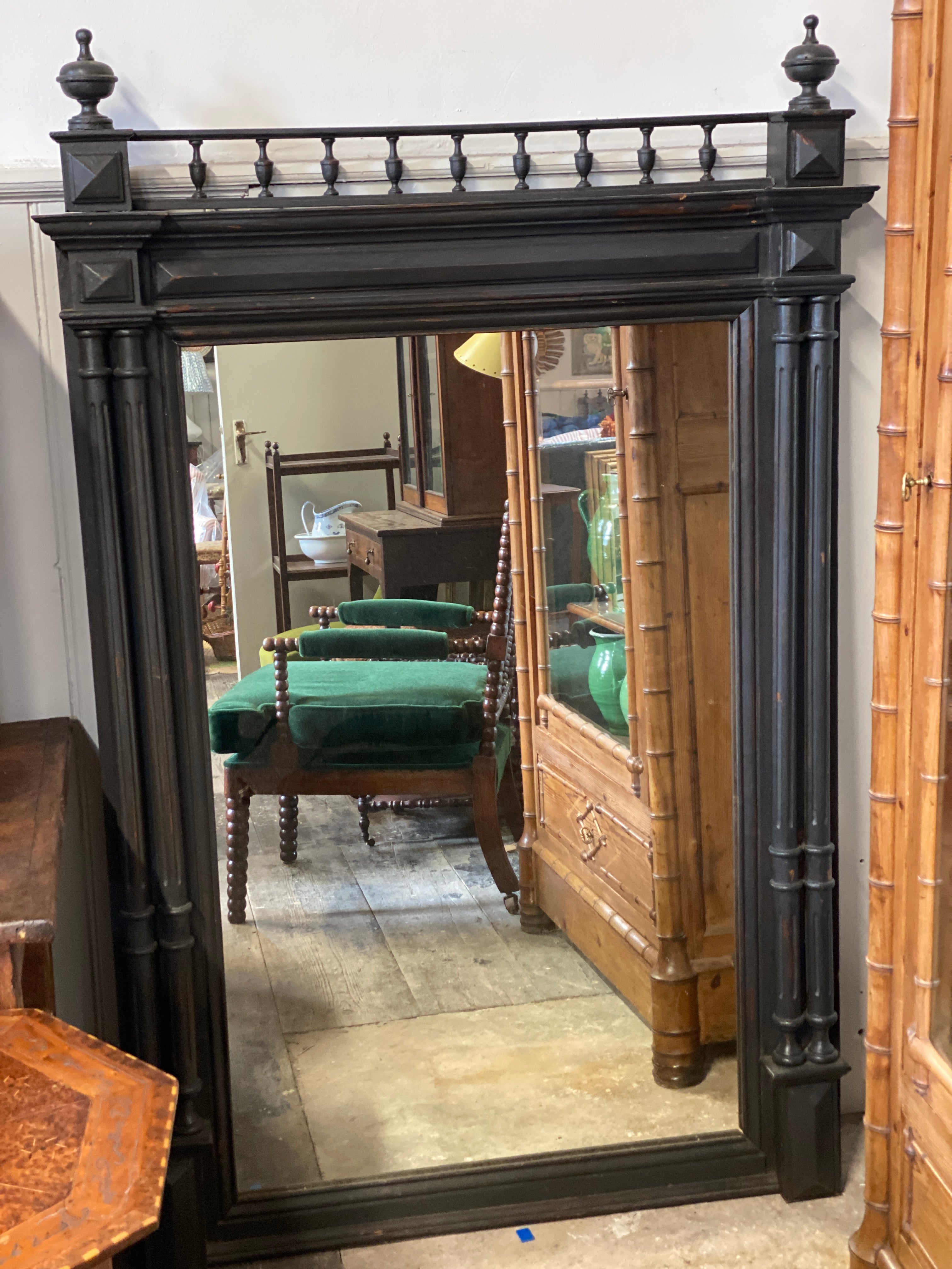 Large Ebonised French Mirror