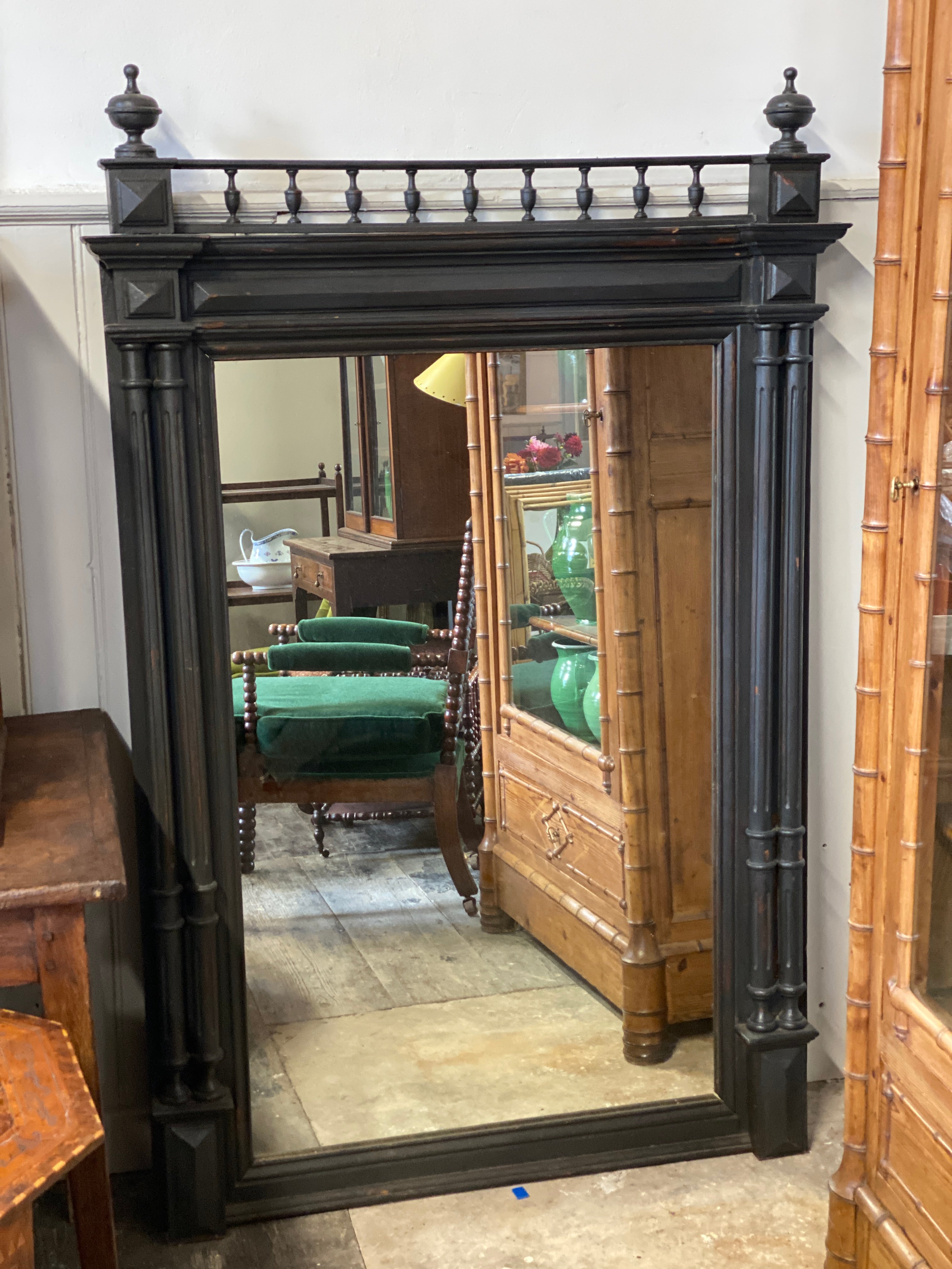 Large Ebonised French Mirror