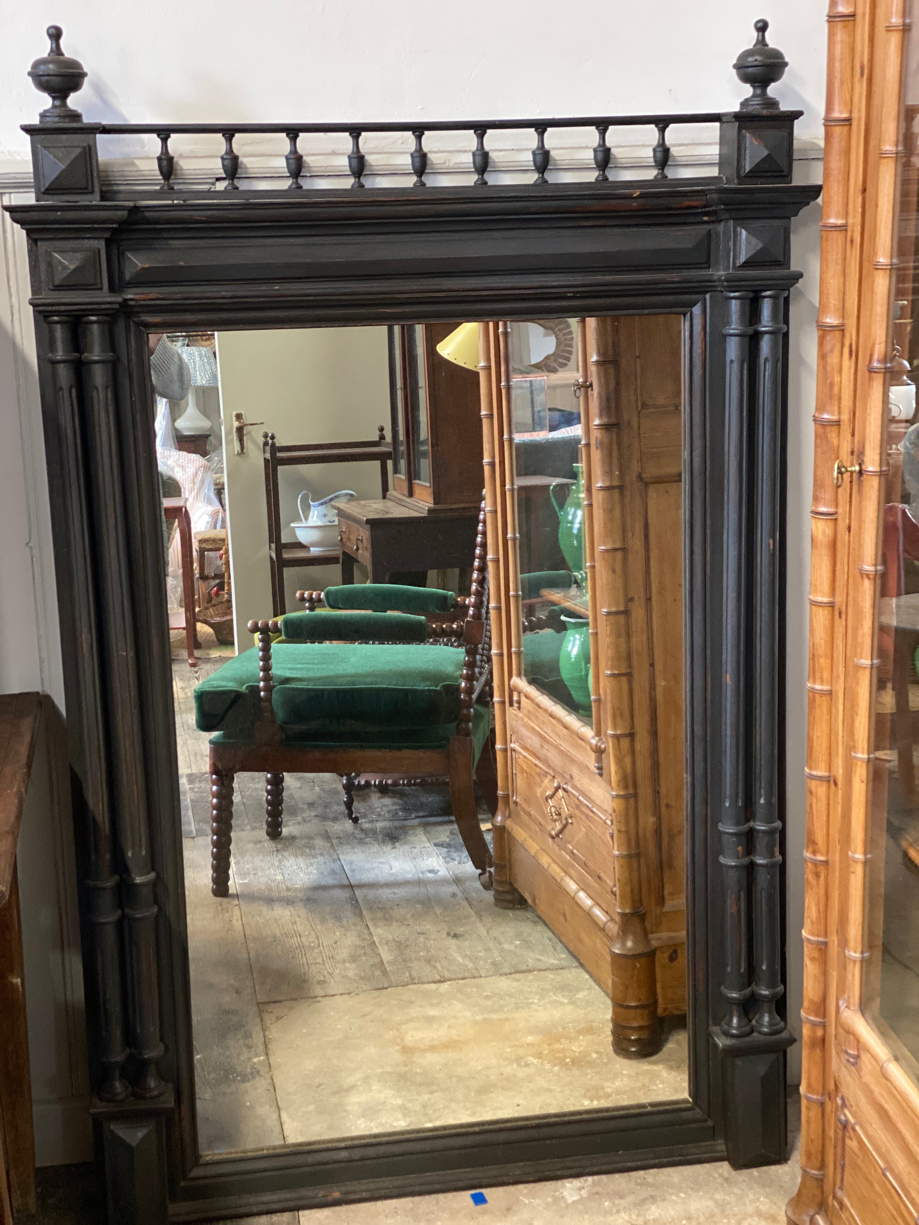 Large Ebonised French Mirror