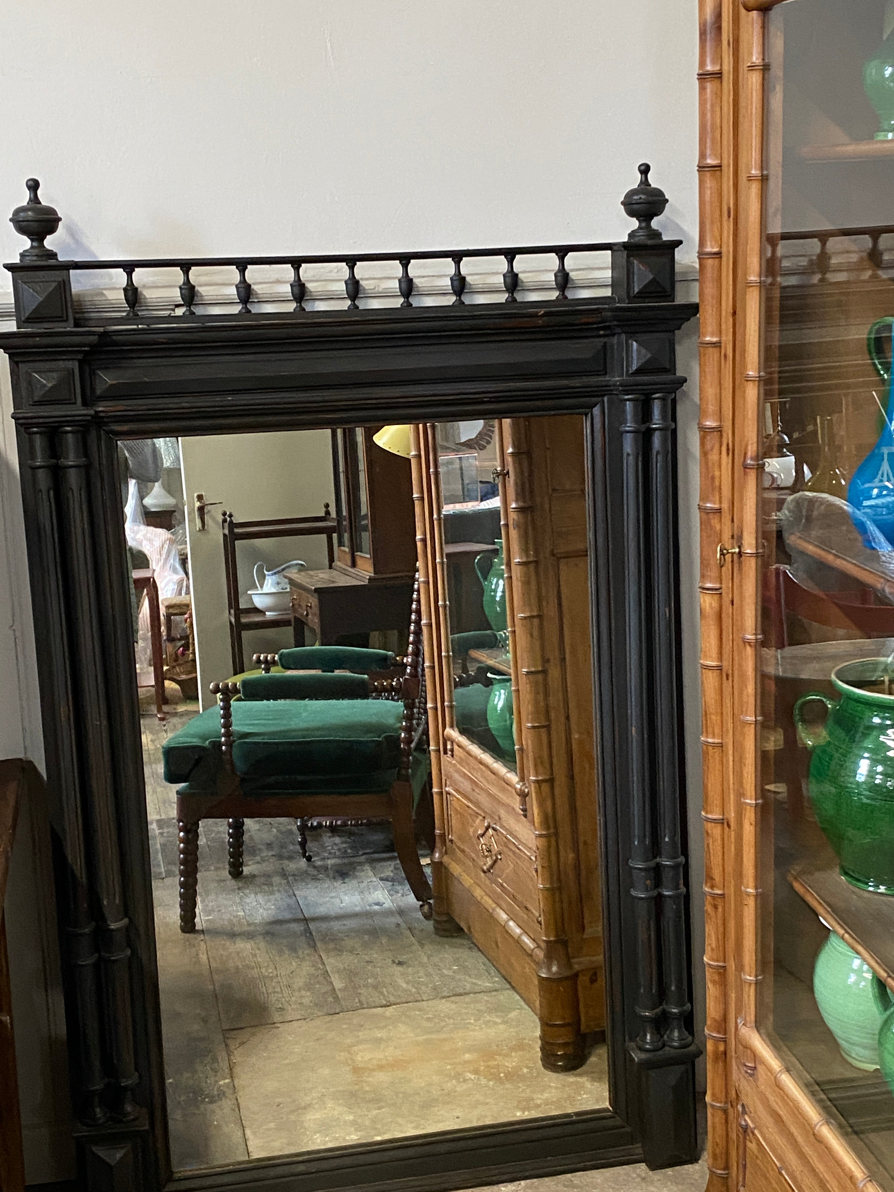 Large Ebonised French Mirror