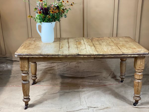 SALE* Small Antique Pine Dining Table on Castors