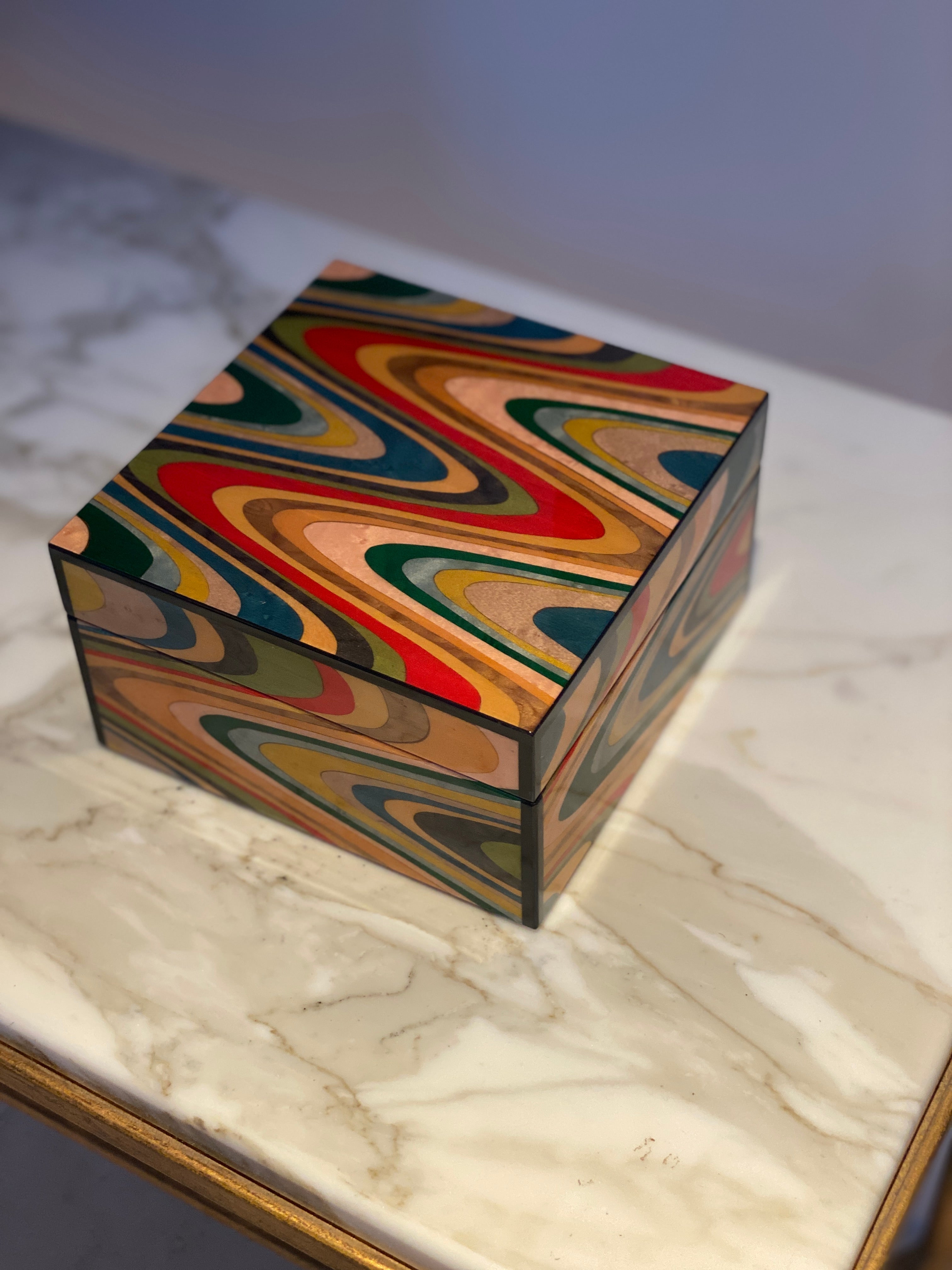 Medium Italian Marquetry Boxes with Velvet Interiors