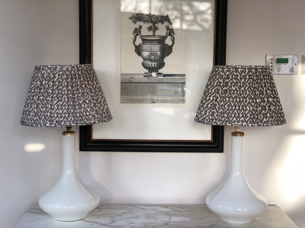 Large pair of white vintage Holmegaard table lamps