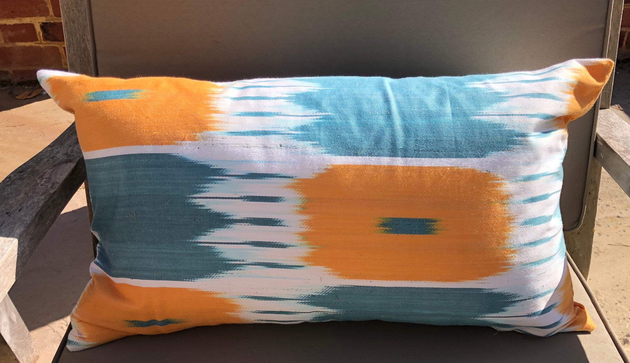 Blue & Orange Ikat Cushion