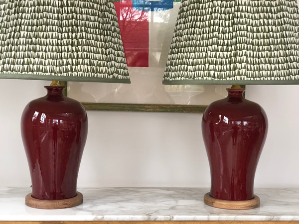 Vintage Oxblood Chinese table lamps