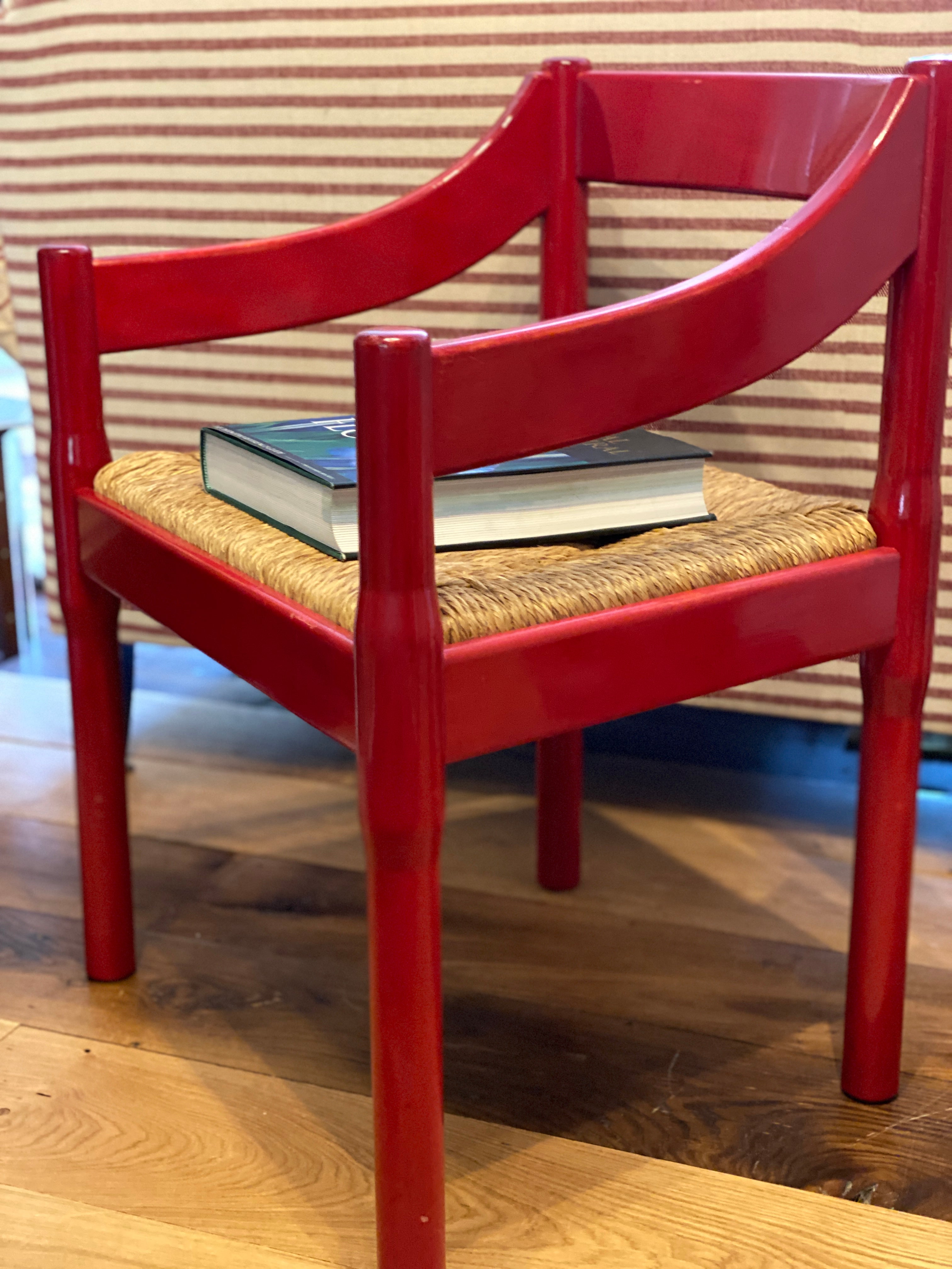 RESERVED. Vintage Red Carimate chair by Vico Magistretti