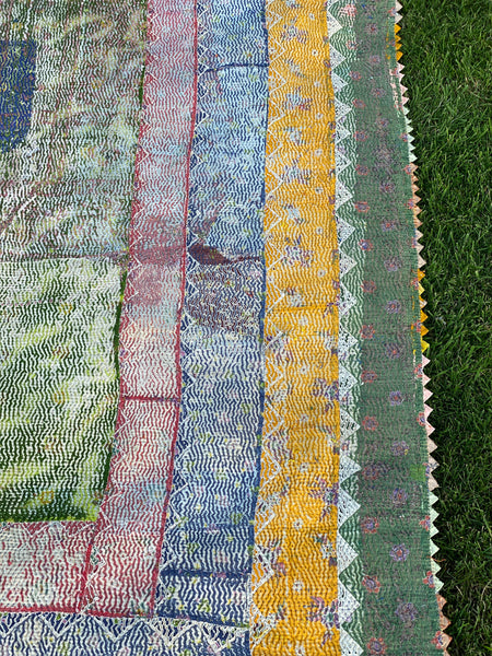 Colourful Antique Kantha Bedspread