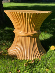 1970s Bamboo Wheat Sheaf side table in Hollywood Regency style