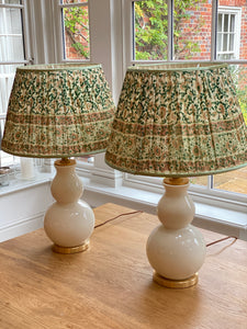 Pair of Gourd Table lamps with Parchment Shades